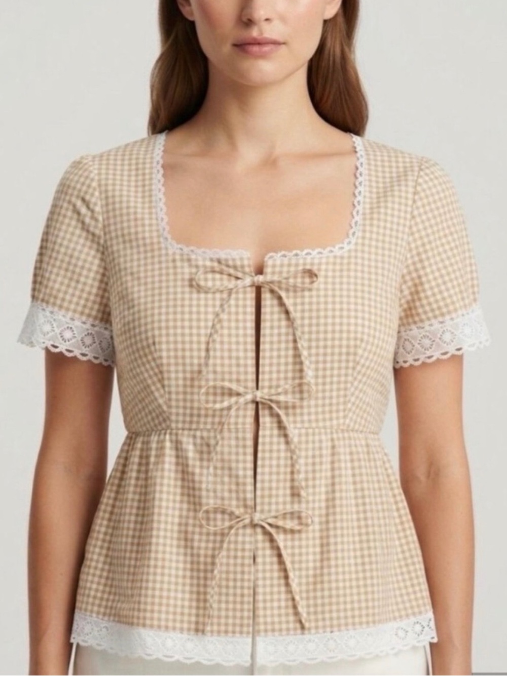 Bagatelle Collection - Square Neck & Gingham Top